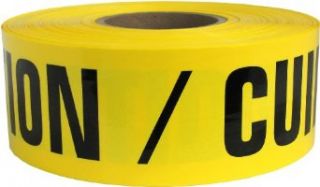 Presco B3103Y13 658 1000' Length x 3" Width x 3 mil Thick, Polyethylene, Yellow with Black Ink Barricade Tape, Legend "Caution Cuidado" (Pack of 8) Safety Tape