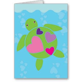 I Heart Sea Turtles Valentines Card 5 x 7