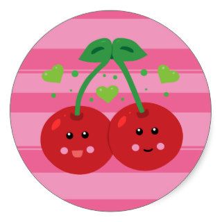 Cute Cherries Round Sticker