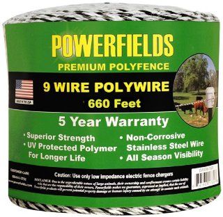 Powerfields EW936 660 9 Polywire, 660 Feet, White/Black  Livestock Equipment  Patio, Lawn & Garden