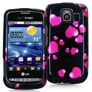 LG VORTEX VS660 2D RAINING HEARTS CASE Cell Phones & Accessories