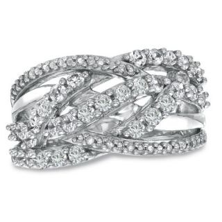 Lab Created White Sapphire and Diamond Accent Twist Fashion Ring in