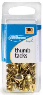 Swingline Work Essentials Thumb Tacks, 100 Count, Gold, (S7071752)  Tacks And Pushpins 