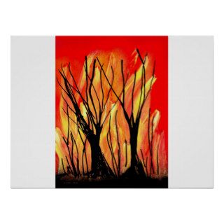 Fire v1 Spray Paint Painting w burnt trees Print