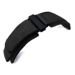 24mm MiLTAT Honeycomb Black Nylon Velcro Fastener Watch Strap, PVD Black Buckle Watches