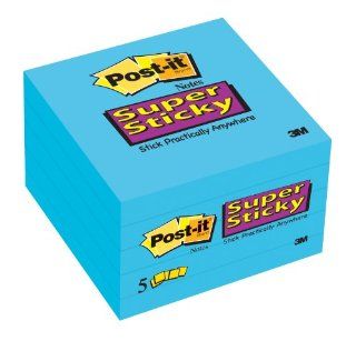Post it Super Sticky Notes, 3 x 3 Inches, Electric Blue, 5 Pads/Pack (654 5SSSC)  Green Post It Notes 