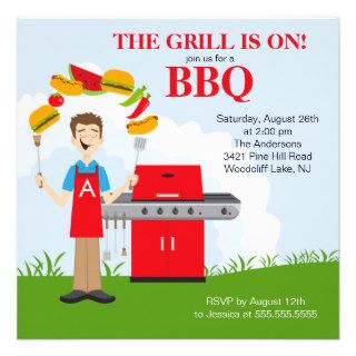 Fun King of the Grill Barbecue Party invitation
