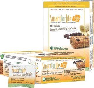 Smart for Life Gluten Free Banana Chocolate Chip Granola Square   84 Individually Wrapped Squares   2 Week Package Health & Personal Care