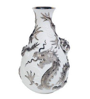 Lladro Porcelain Figurine Dragon Bud Vase Platinum Re Deco   Collectible Figurines