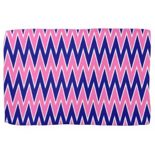 Hot Pink and Navy Blue Zigzag Pattern Kitchen Towel