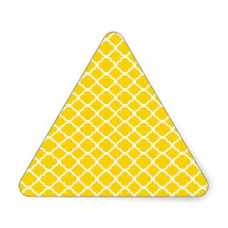 Gold Yellow And White Quatrefoil. Moroccan Pattern Triangle Stickers