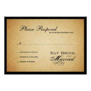 Eat Drink and be Married  Wedding rsvp Invitations