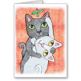 Christmas Mistletoe Cats Card