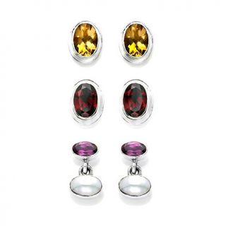 Nicky Butler Oval Gemstone Sterling Silver Studs and Drop Earrings Set