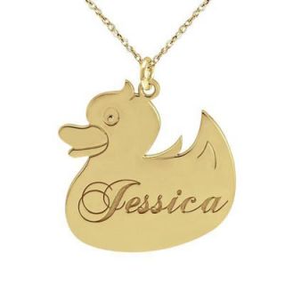 Ducky Name Pendant in Sterling Silver with 14K Gold Plate (8