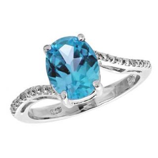 Oval Blue Topaz and Diamond Accent Ring in Sterling Silver   Zales