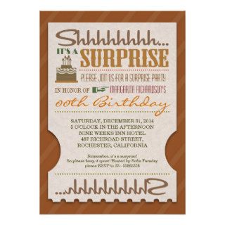 surprise birthday party unique typography invites