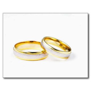 Golden Wedding Rings On White Background Post Cards