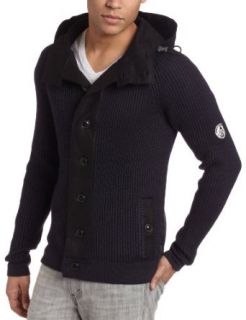 J.C. Rags Men's Rib Felt Hooded Knit Sweater, Dark Navy, X Large at  Mens Clothing store