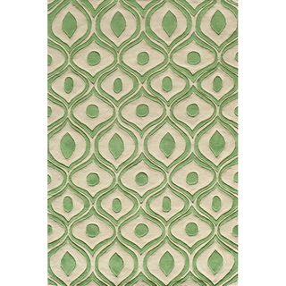 Hand Tufted Modern Waves Green Polyester Rug (8' x 10') 7x9   10x14 Rugs