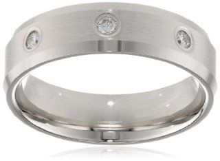 Men's 14k White Gold 6mm Comfort Fit Wedding Band with Diamond (0.12, cttw, SI 1, G Color) Jewelry