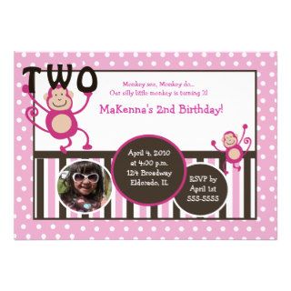 Monkey Junkie *PHOTO* Pink Birthday invitation
