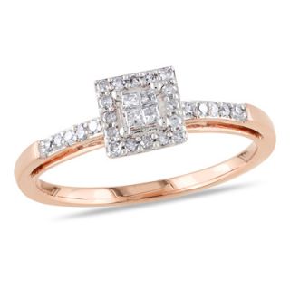 CT. T.W. Princess Cut Quad Diamond Square Frame Engagement Ring in