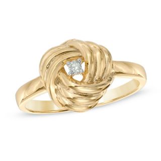 Diamond Accent Love Knot Ring in Sterling Silver and 14K Gold Plate