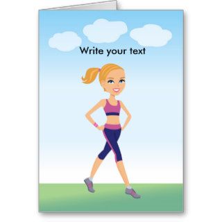 Fitness Girl Cartoon Folded Cards