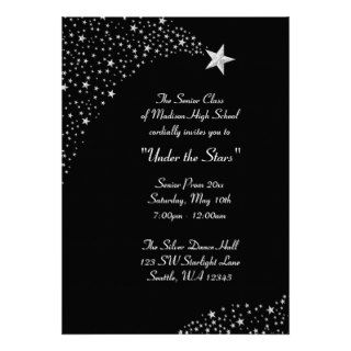 Silver Falling Stars Prom Formal Invitations