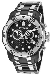 Invicta 17084  Watches,Mens Pro Diver Chronograph Black IP & Silver Tone Black Carbon Fiber, Diver Invicta Quartz Watches