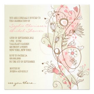Pink Vintage Floral Bridal Shower Invitations