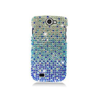Samsung Galaxy Exhibit 4G T679 SGH T679 Bling Gem Jeweled Jewel Crystal Diamond Blue Silver Waterfall Cover Case Cell Phones & Accessories