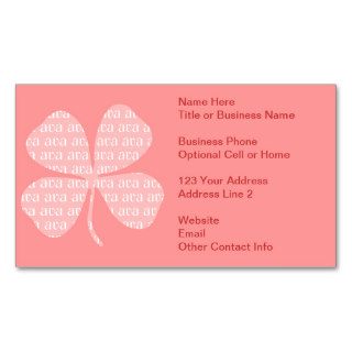 Irish Lucky Pink Shamrock Ava Business Card