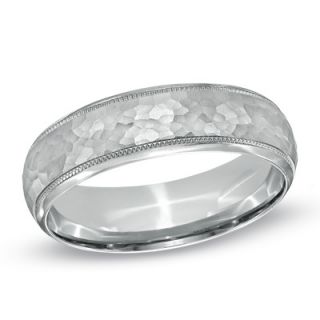 Mens 6.0mm Hammered Wedding Band in Sterling Silver   Zales