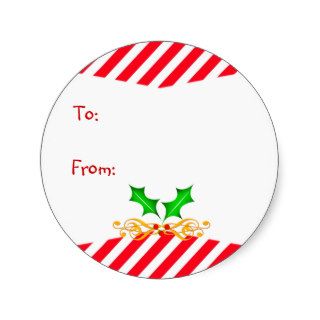 Christmas Holly Candy Cane Gift Tags Labels Sticker