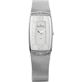 Skagen Women's Stainless Steel Rectangular Crystal Watch Skagen Women's Skagen Watches