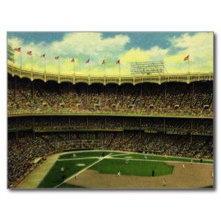 Vintage Sports, Baseball Stadium with Flags Postcard