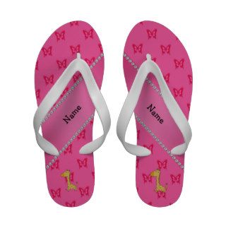 Personalized name giraffe pink butterflies sandals