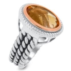 Meredith Leigh Sterling Silver and 14k Gold Citrine Ring Meredith Leigh Gemstone Rings