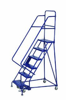 Louisville Ladder GSW2406 Rolling Warehouse Ladder with 24 Inch Step Width and Handrails, 60 Inch Platform Height, 6 Step   Stepladders  