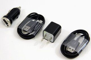 Icell Accessories [TM] Black Combo 4 in 1 Samsung Charger Set Universal Mini Wall Power Adapter+Mini Car Charger+2 Micro USB 2.0 Charging Sync Data Transfer Cord Samsung Galaxy S2 II i9100 S3 III i9300 S4 IIII i9500 Note 2 II N7100 Cell Phones & Acces
