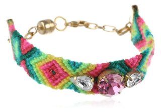 Gypsies + Debutantes Gold Plated Adjustable Chain with Magnetic Closure Pink Friendship Bracelet, 7.2" Jewelry
