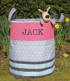 blue toy storage / laundry bag by lime tree interiors