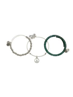 Set of 3 Silver World Peace Charm Bangle Bracelets by Alex & Ani