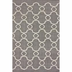 nuLOOM Handmade Flatweave Marrakesh Trellis Grey Wool Rug (7'6 x 9'6) Nuloom 7x9   10x14 Rugs