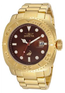 Invicta 14486  Watches,Mens Pro Diver Automatic Brown Dial 18K Gold Plated Stainless Steel, Casual Invicta Automatic Watches