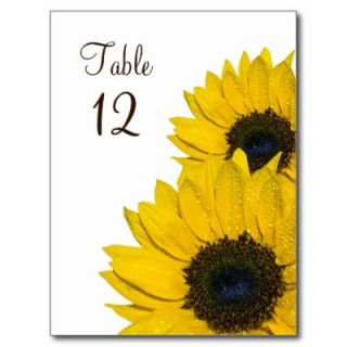 Sunflower Wedding Table Number Card Post Card