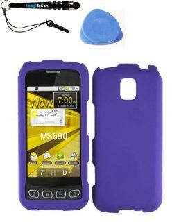 IMAGITOUCH(TM) 3 in 1 Bundle For LG Optimus M MS690 Rubberized Cover   Dark Purple + IMAGITOUCH(TM) Touch Screen Stylus Pen with TRI Removal Tool Case Opener Cell Phones & Accessories