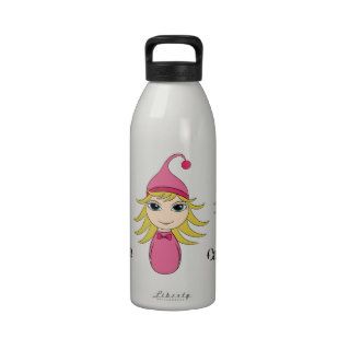 Cute blonde pajama girl chibi in pink 32oz water bottles
